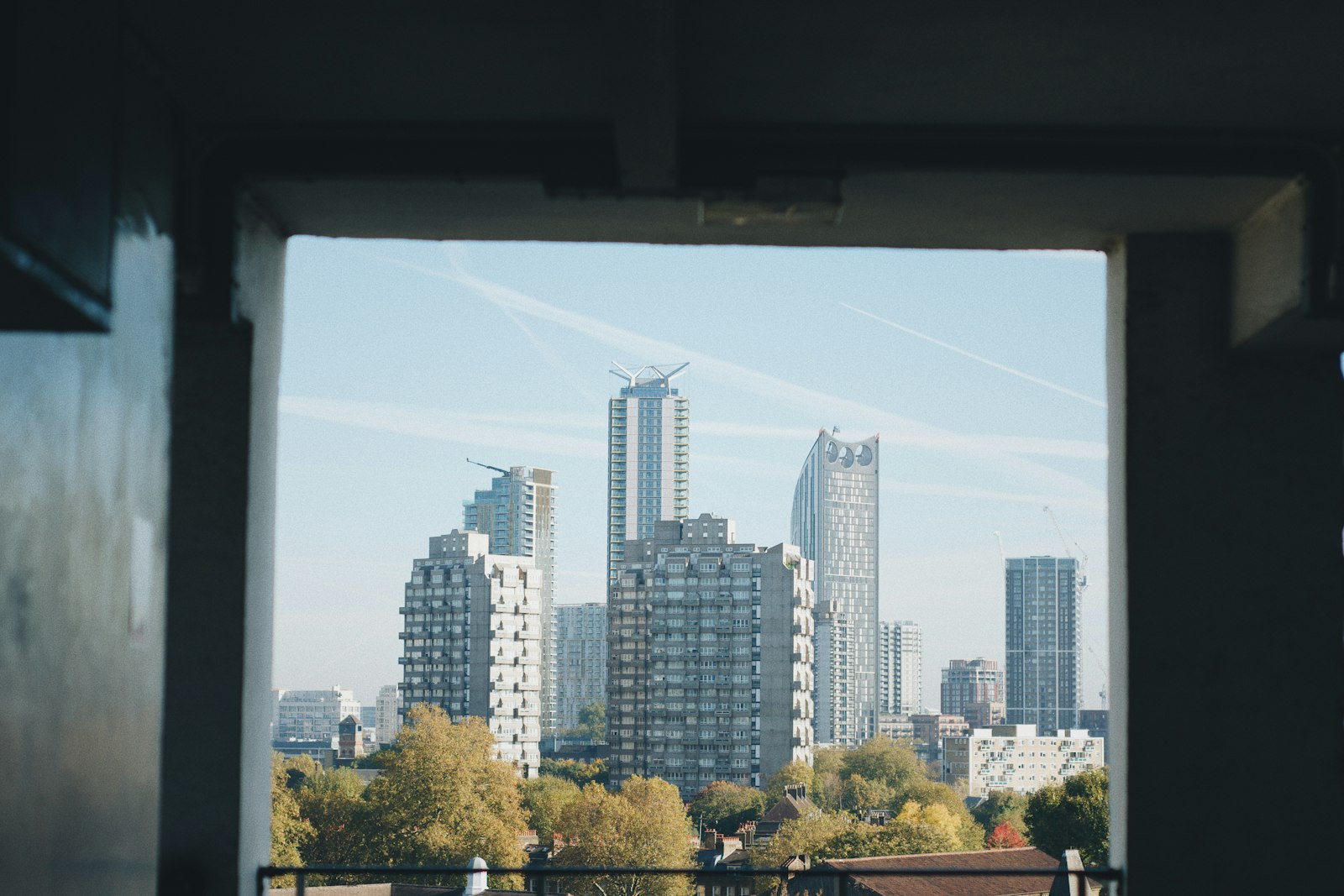 A London city view seen through an apartment window